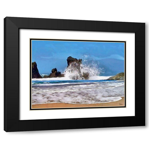 Rocks in the Surf I Black Modern Wood Framed Art Print with Double Matting by Medeiros, Celito