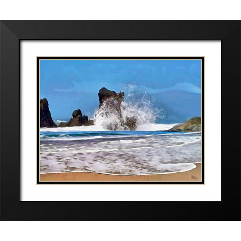 Rocks in the Surf I Black Modern Wood Framed Art Print with Double Matting by Medeiros, Celito