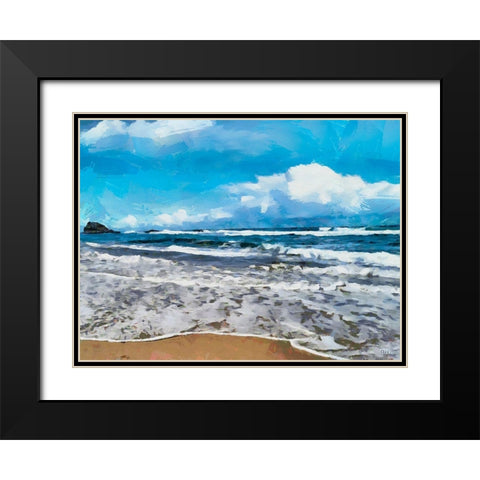 Rocks in the Surf III Black Modern Wood Framed Art Print with Double Matting by Medeiros, Celito