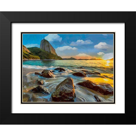 Beach in Rio I Black Modern Wood Framed Art Print with Double Matting by Medeiros, Celito