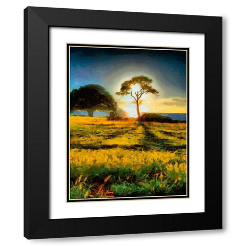 Tree in the Sunset Black Modern Wood Framed Art Print with Double Matting by Medeiros, Celito