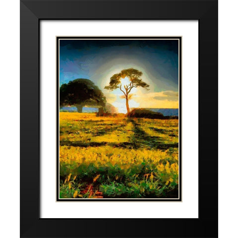 Tree in the Sunset Black Modern Wood Framed Art Print with Double Matting by Medeiros, Celito