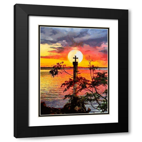 Old Lighthouse with a Cross II Black Modern Wood Framed Art Print with Double Matting by Medeiros, Celito