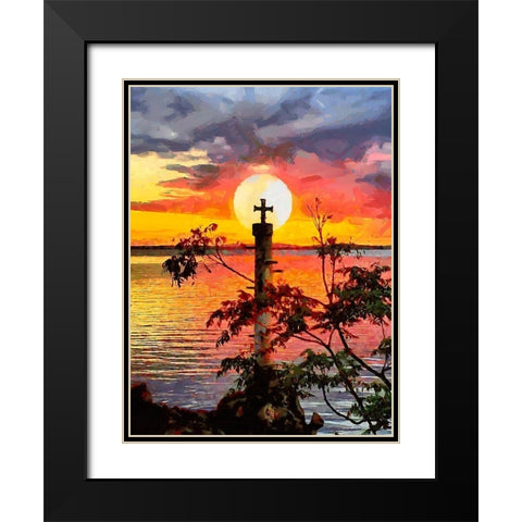 Old Lighthouse with a Cross II Black Modern Wood Framed Art Print with Double Matting by Medeiros, Celito