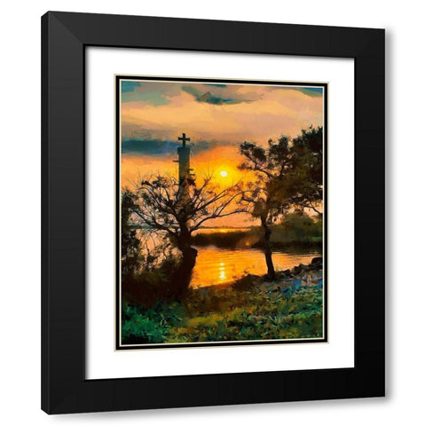Old Lighthouse with a Cross III Black Modern Wood Framed Art Print with Double Matting by Medeiros, Celito