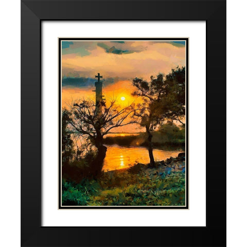 Old Lighthouse with a Cross III Black Modern Wood Framed Art Print with Double Matting by Medeiros, Celito