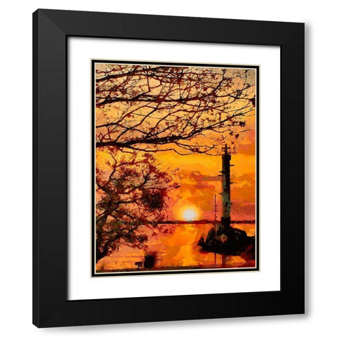 Old Lighthouse with a Cross IV Black Modern Wood Framed Art Print with Double Matting by Medeiros, Celito