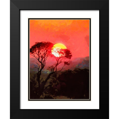 Sunset behind the Tree I Black Modern Wood Framed Art Print with Double Matting by Medeiros, Celito
