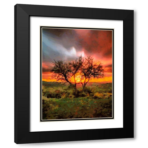Sunset behind the Tree II Black Modern Wood Framed Art Print with Double Matting by Medeiros, Celito