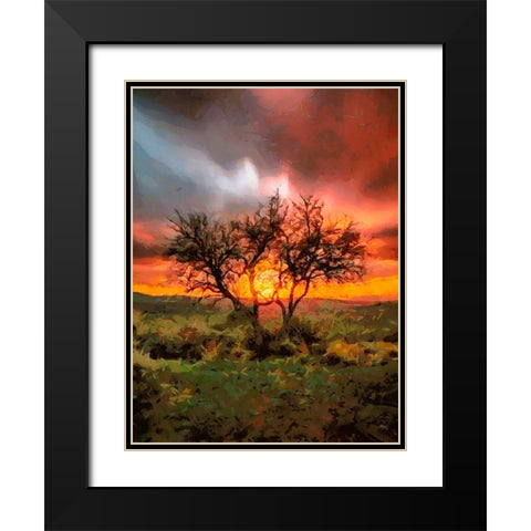 Sunset behind the Tree II Black Modern Wood Framed Art Print with Double Matting by Medeiros, Celito