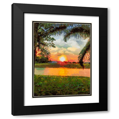 Sunset behind the Tree III Black Modern Wood Framed Art Print with Double Matting by Medeiros, Celito