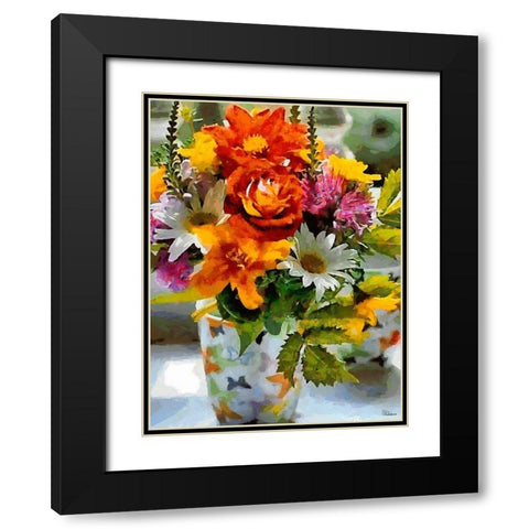 Bouquet of Flowers Black Modern Wood Framed Art Print with Double Matting by Medeiros, Celito