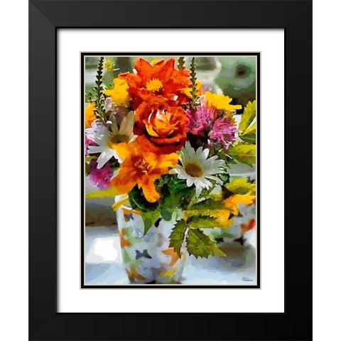 Bouquet of Flowers Black Modern Wood Framed Art Print with Double Matting by Medeiros, Celito