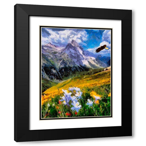 Eagle above the Mountains Black Modern Wood Framed Art Print with Double Matting by Medeiros, Celito