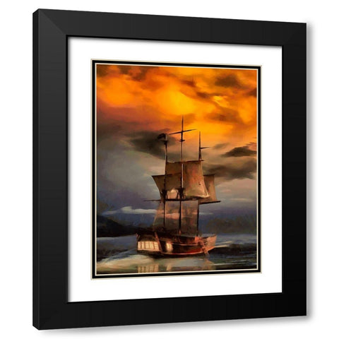 Boat Santa Maria VII Black Modern Wood Framed Art Print with Double Matting by Medeiros, Celito