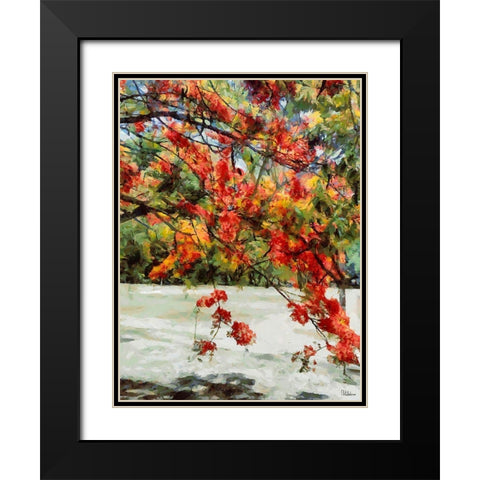 Flowering Tree on the Beach Black Modern Wood Framed Art Print with Double Matting by Medeiros, Celito