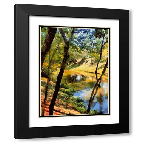 Slowly River Black Modern Wood Framed Art Print with Double Matting by Medeiros, Celito