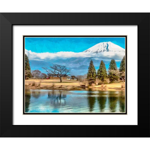 Volcano over the Lake II Black Modern Wood Framed Art Print with Double Matting by Medeiros, Celito