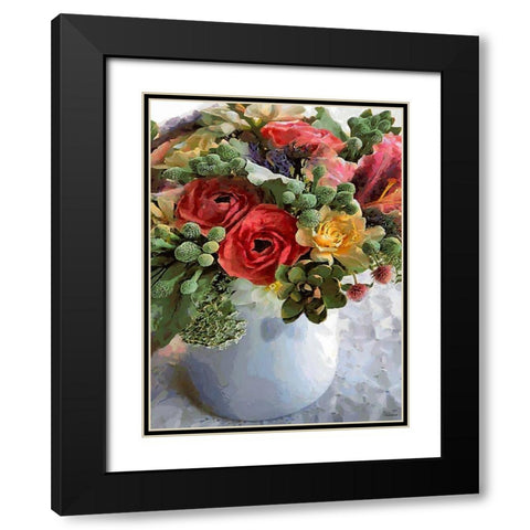 Flowers in White Vase Black Modern Wood Framed Art Print with Double Matting by Medeiros, Celito