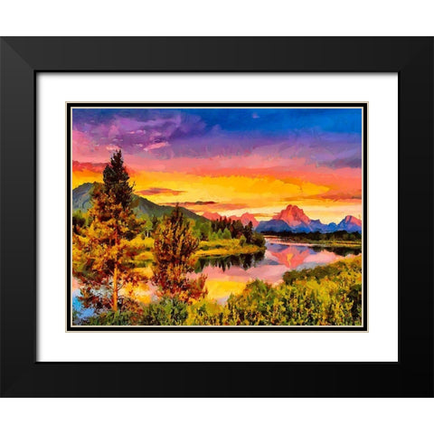 Sunset above the Rocky Mountains Black Modern Wood Framed Art Print with Double Matting by Medeiros, Celito