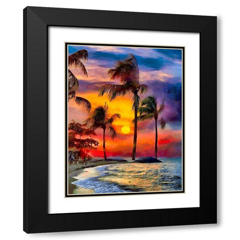 Sunset above the Palm Beach Black Modern Wood Framed Art Print with Double Matting by Medeiros, Celito