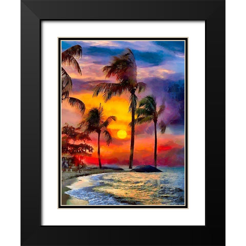 Sunset above the Palm Beach Black Modern Wood Framed Art Print with Double Matting by Medeiros, Celito