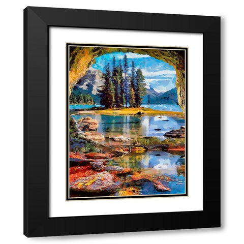 Tree Island in National Park Black Modern Wood Framed Art Print with Double Matting by Medeiros, Celito
