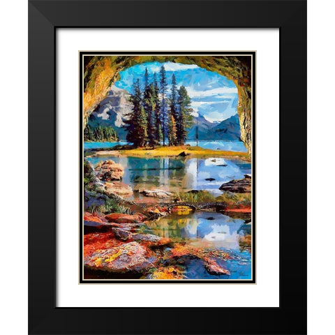 Tree Island in National Park Black Modern Wood Framed Art Print with Double Matting by Medeiros, Celito