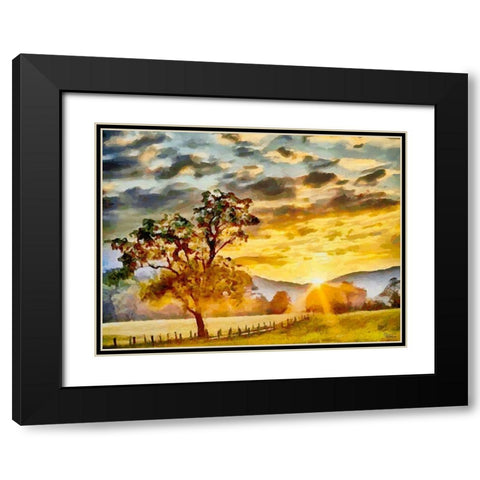 Sunset above the Road Black Modern Wood Framed Art Print with Double Matting by Medeiros, Celito