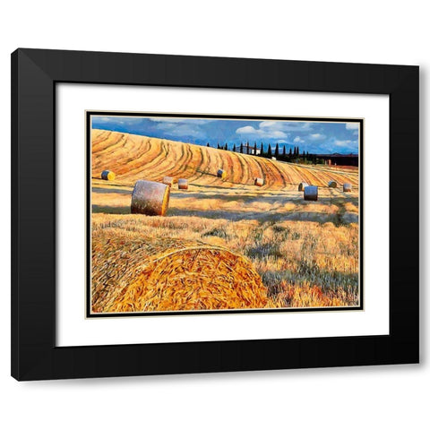 Sunset above the Field Black Modern Wood Framed Art Print with Double Matting by Medeiros, Celito