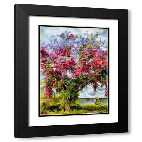 Purple Flowering Tree Black Modern Wood Framed Art Print with Double Matting by Medeiros, Celito