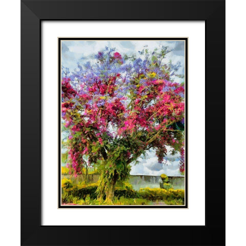 Purple Flowering Tree Black Modern Wood Framed Art Print with Double Matting by Medeiros, Celito