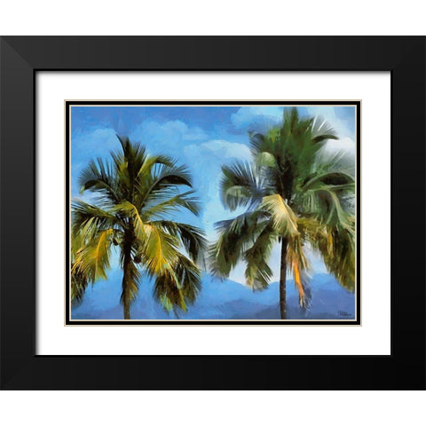 Coconut Tree Black Modern Wood Framed Art Print with Double Matting by Medeiros, Celito