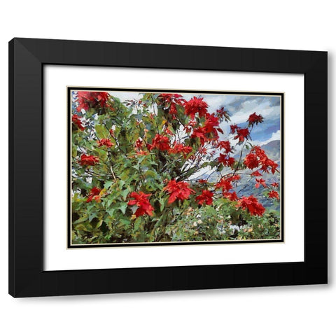 Red Bush Black Modern Wood Framed Art Print with Double Matting by Medeiros, Celito