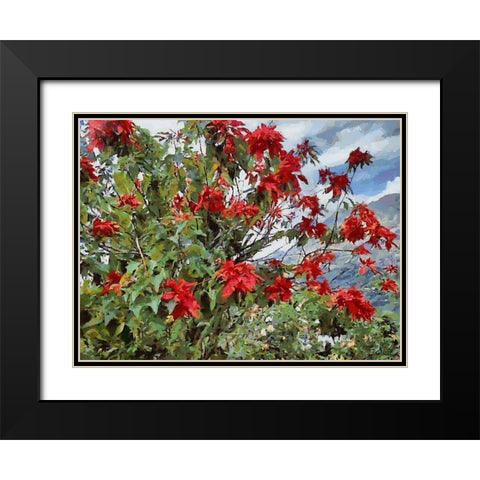 Red Bush Black Modern Wood Framed Art Print with Double Matting by Medeiros, Celito
