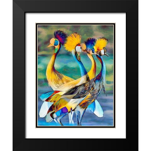 Colorful Birds Black Modern Wood Framed Art Print with Double Matting by Medeiros, Celito