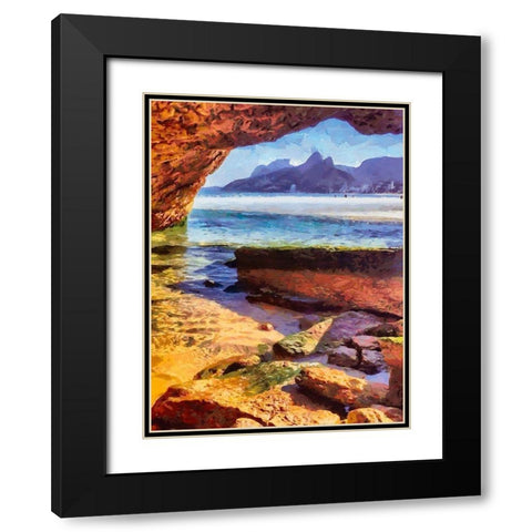 Rocks in the Sea Black Modern Wood Framed Art Print with Double Matting by Medeiros, Celito