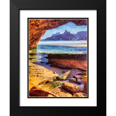Rocks in the Sea Black Modern Wood Framed Art Print with Double Matting by Medeiros, Celito