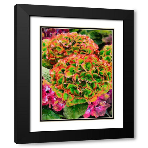 Red - Green Flower Black Modern Wood Framed Art Print with Double Matting by Medeiros, Celito