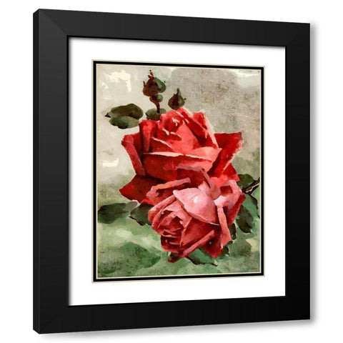 Red Roses II Black Modern Wood Framed Art Print with Double Matting by Medeiros, Celito