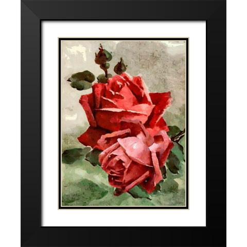 Red Roses II Black Modern Wood Framed Art Print with Double Matting by Medeiros, Celito