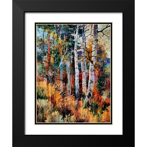 Birches Wood I Black Modern Wood Framed Art Print with Double Matting by Medeiros, Celito