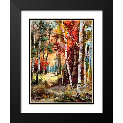 Birches Wood II Black Modern Wood Framed Art Print with Double Matting by Medeiros, Celito