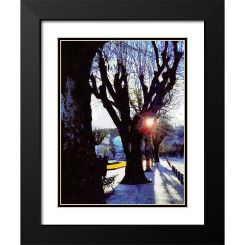 Sunrise in the Alley Black Modern Wood Framed Art Print with Double Matting by Medeiros, Celito