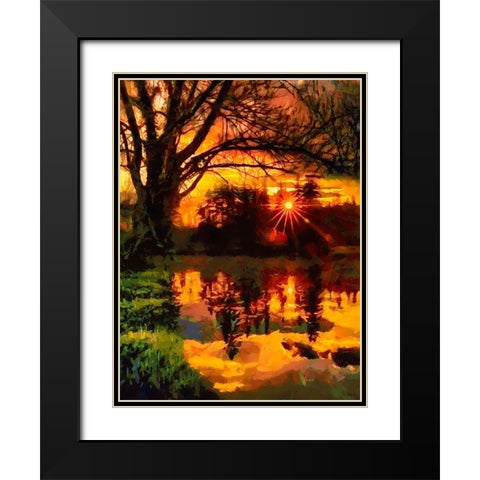 Sunset above the Lake Black Modern Wood Framed Art Print with Double Matting by Medeiros, Celito
