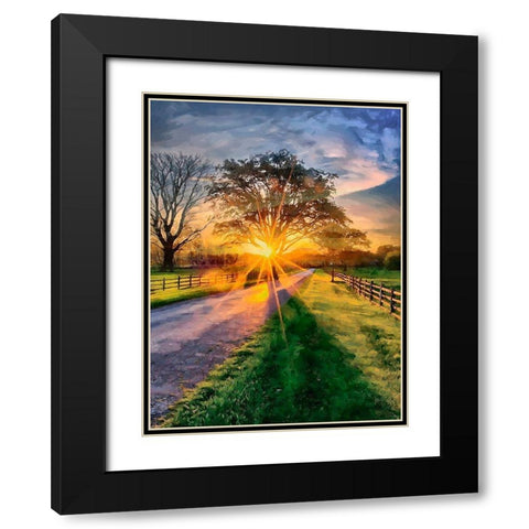 Sunset behind the Tree II Black Modern Wood Framed Art Print with Double Matting by Medeiros, Celito