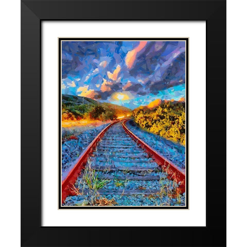 Railway Tracks II Black Modern Wood Framed Art Print with Double Matting by Medeiros, Celito