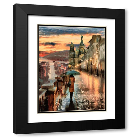 A Walk in Moscow Black Modern Wood Framed Art Print with Double Matting by Medeiros, Celito
