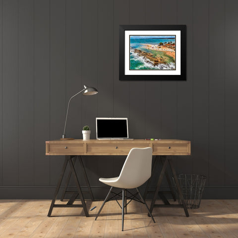 A Tropical Beach Black Modern Wood Framed Art Print with Double Matting by Medeiros, Celito