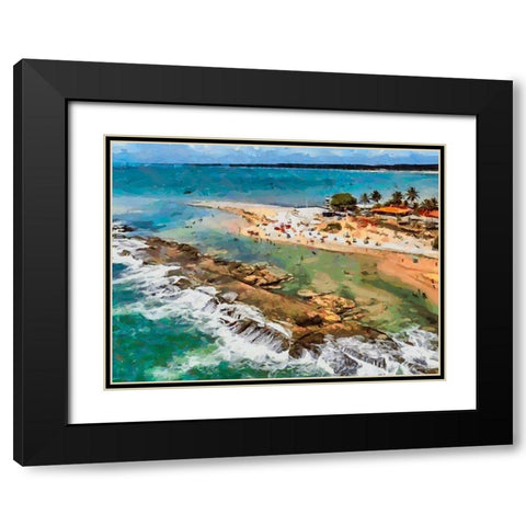 A Tropical Beach Black Modern Wood Framed Art Print with Double Matting by Medeiros, Celito